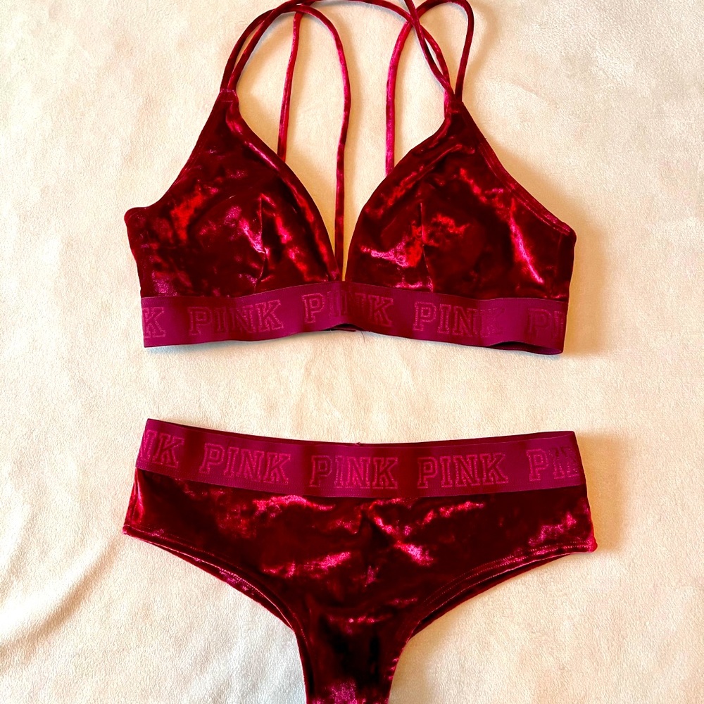 PINK velvet top and bottom set